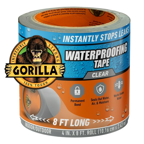 Gorilla Glue Clear Waterproof Patch and Seal Tape, 8 Foot Roll. Assembled Product Weight 0.46 lbs