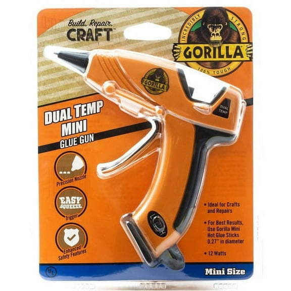 Gorilla Glue Dual Temp Mini Glue Gun - Orange, Black | Bundle of 2 Each