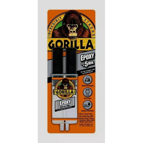 Gorilla Glue Epoxy Adhesive .85Oz High Strength Dries Clear Multi Weather Proof