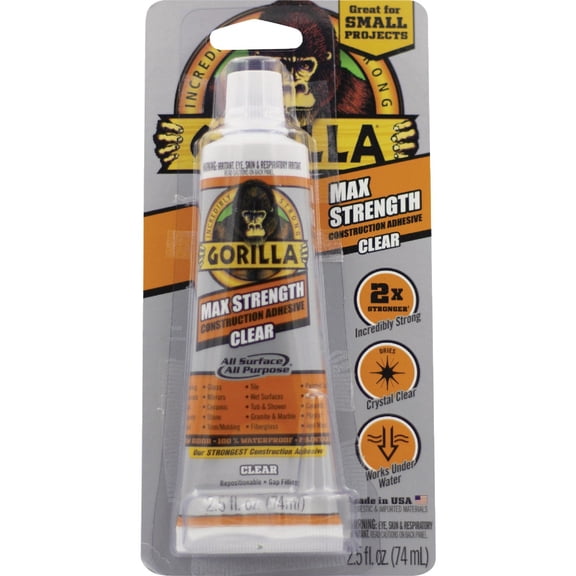 Gorilla Glue Gorilla Clear Max Strength Construction Adhesive - Pack of 2