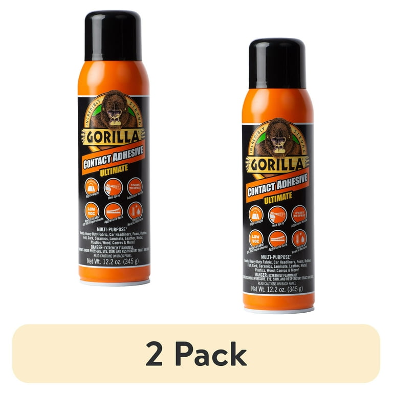 2 pack) Gorilla Glue HD Contact Adhesive Spray 12.2oz Can Recommended  Surface: Hardware 