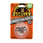 Gorilla Glue Mounting Tape Adhesive, Clear, 1" x 60" Roll