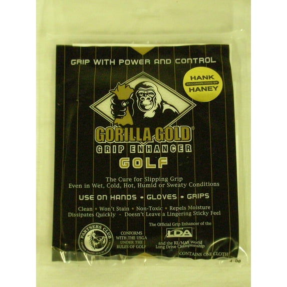 Gorilla Gold Clean Tack Golf Grip Enhancer, Non-Toxic, Moisture-Repellent, 1 Cloth