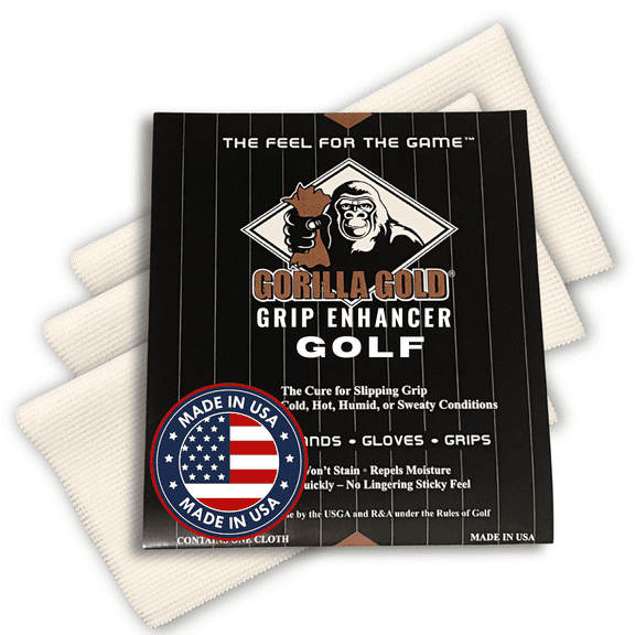 Gorilla Gold Golf Grip Enhancer Towel Gorilla Grip Tack Cloth, 3-Pack