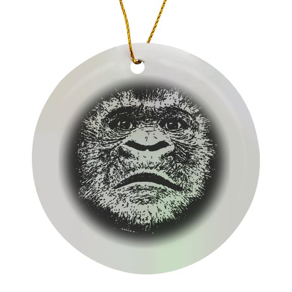 3drose, Gorilla - Gorilla, Monkey, Ape, Orangutang, Animal, Animals, Primate, Circle Porcelain Ornament