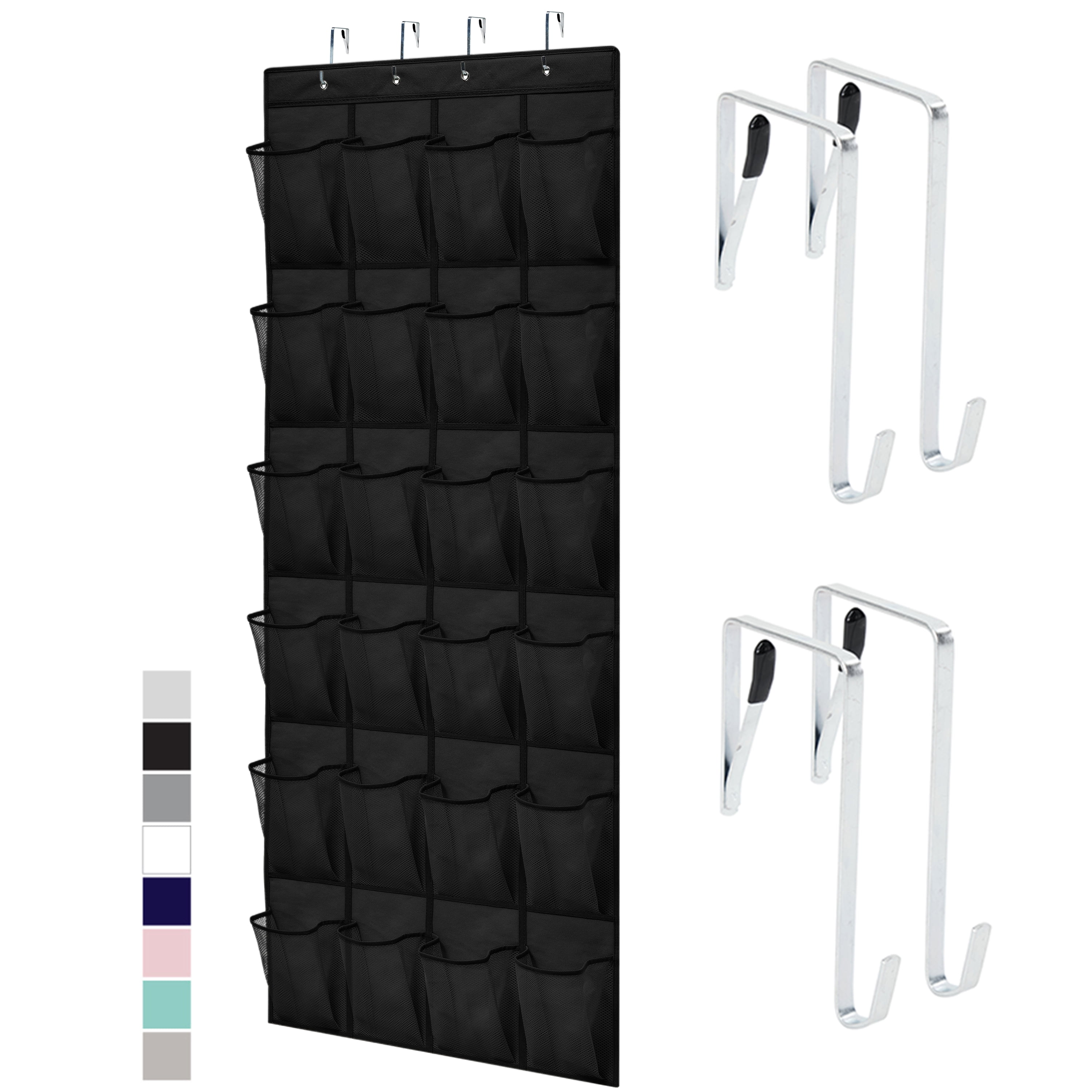 Gorilla Grip 24 Pocket Over the Door Shoe Organizer Mesh Pockets Up to 40 Pounds Hang on Doors Black Walmart