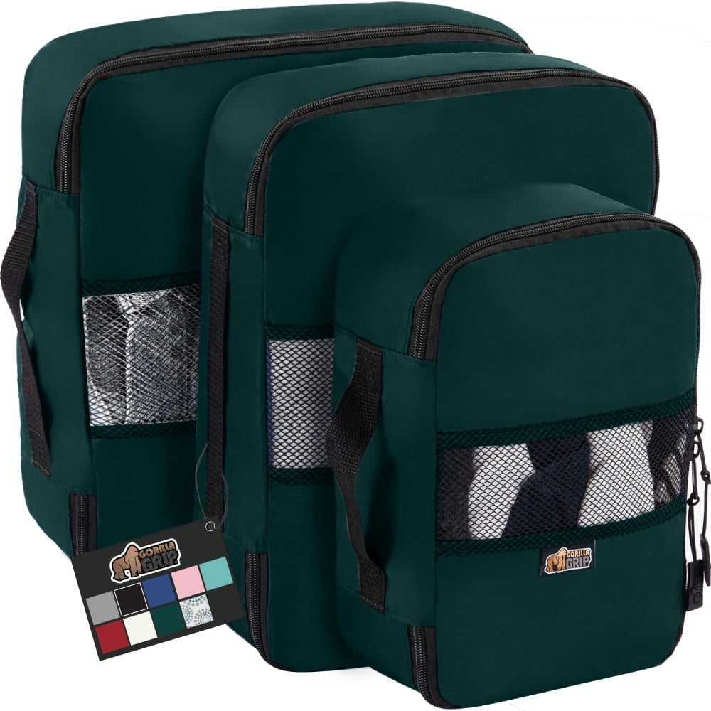 GORILLA GRIP 3 Piece Packing Cubes Set, Travel Essential Space Saving ...