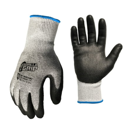 Gorilla Grip A5 Cut Protection Fishing Filet Gloves, No Slip Polymer Grip, Grey, Size XL, Model# 25893-26