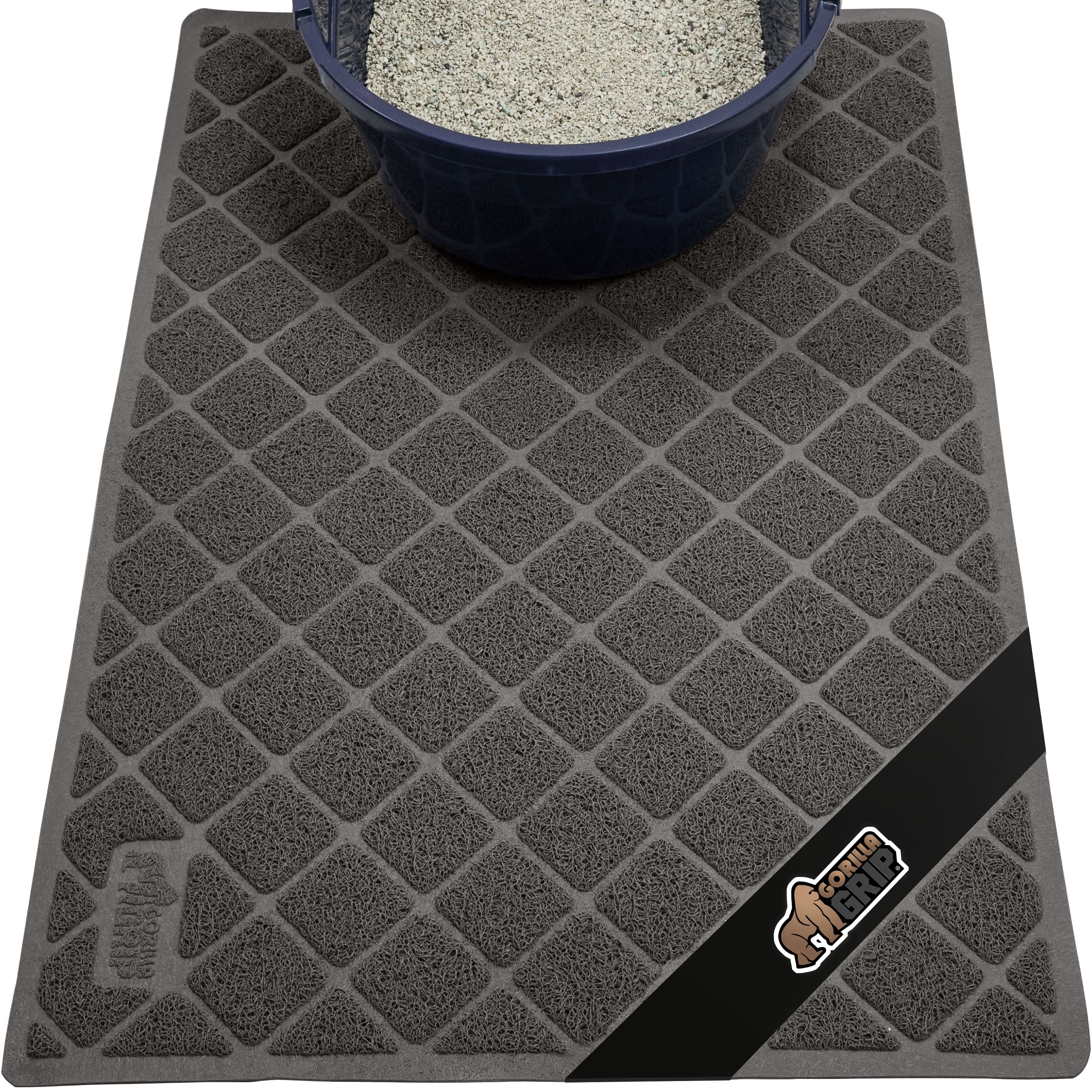 Dark Gray Water-Resistant Cat Litter Trapping Mat 24" x 17"