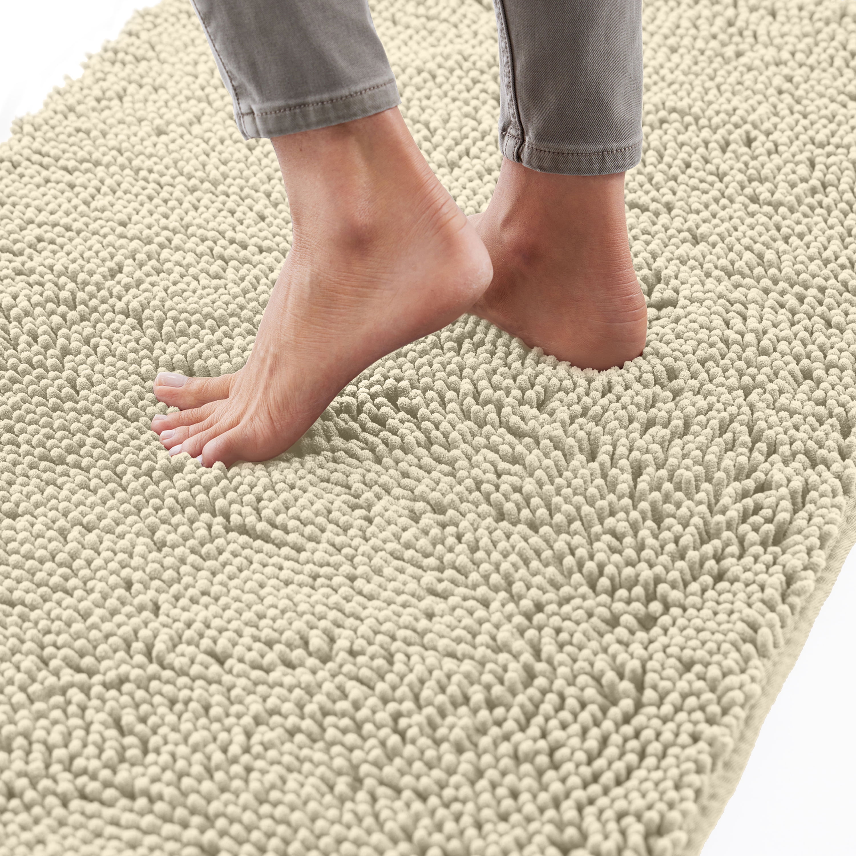 Gorilla Grip Chenille Bath Rug 24x17, Rubber Backing Quick Dry Washable