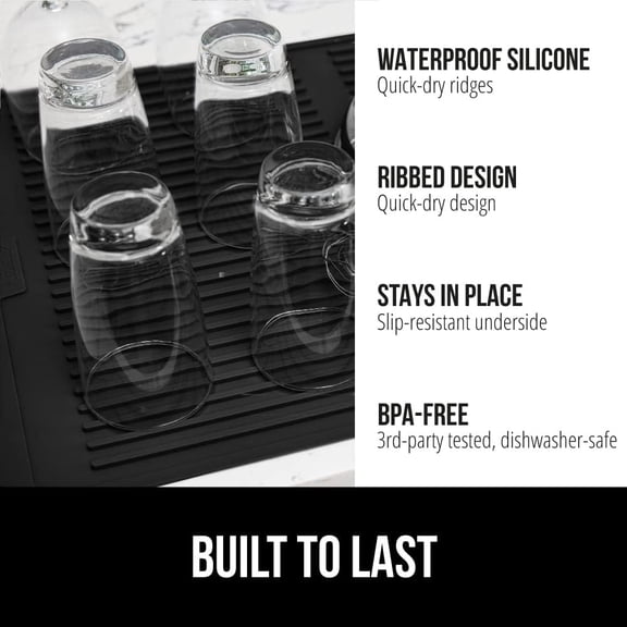 Gorilla Grip Dish Drying Mat and Under Sink Mat Liner, 2 Item Bundle