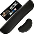 thumbnail image 1 of GORILLA GRIP Gel Memory Foam Wrist Rest for Computer Keyboard, Mouse, Ergonomic Design, Desk Pads, 2 Piece Set, Black, 1 of 10