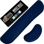 Gorilla Grip Gel Memory Foam Wrist Rest for Computer Keyboard, Mouse, Ergonomic Design, Desk Pads, 2 Piece Set, Navy