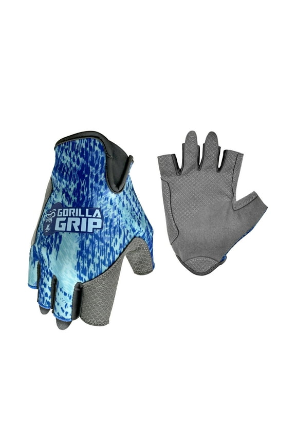 High Performance Finger-less Gloves, Blue Shatter, Heavy Duty Lycra, L, Unisex, 1 Pair