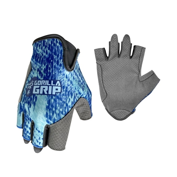 Gorilla Grip High Performance Finger-less Gloves, Blue Shatter, Heavy Duty Lycra, XL, Unisex, 1 Pair