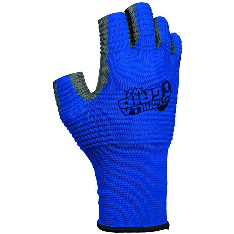 Gorilla Grip MAX Fingerless Gloves, Breathable Fingerless Work and Fishing  Gloves with Ribbed Gripping Surface, Color: Blue and Black