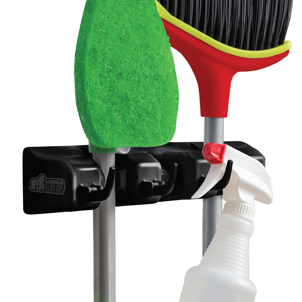 Broom Holder, 6 Pack Holder Silver Broom Holder Wall Mounted, Stainless