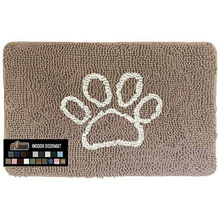 Gorilla Grip Soak Stopper Absorbent Chenille Indoor Doormat, Rubber Backing, Muddy Dog Paws Washable Mat, Quick Dry Microfiber D