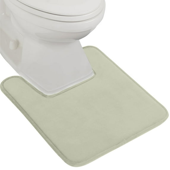 GORILLA GRIP Thick Memory Foam Toilet Rug for Bathroom, Square Shaped Washable, Soft Absorbent Velvet Topside Floor Mats, Machine Wash, Cushioned Luxury Rugs for Bath Room, 22.5x19.5 Sage