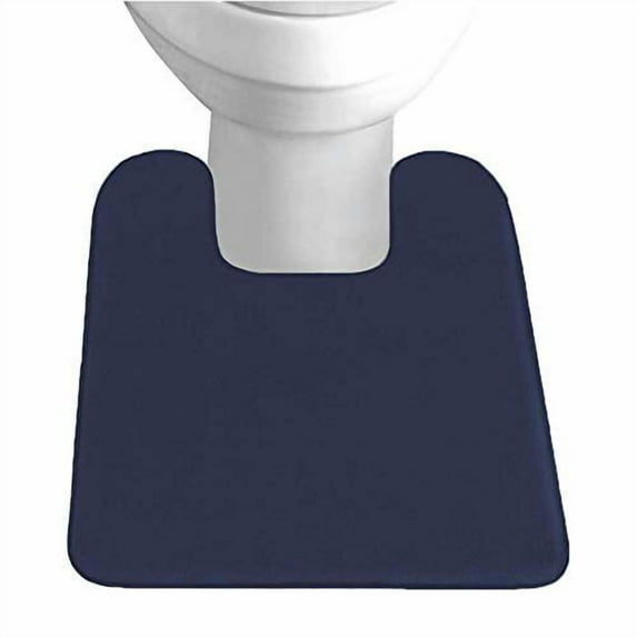 GORILLA GRIP Thick Memory Foam Toilet Rug for Bathroom, Square Shaped Washable, Soft Absorbent Velvet Topside Floor Mats, Machine Wash, Cushioned Luxury Rugs for Bath Room, 22.5x19.5 Navy Blue