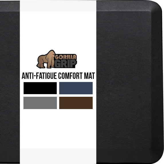 GORILLA GRIP Comfortable Cushioned Kitchen Mats, 3/4 Inch Thick Ergonomic Standing Desk Anti Fatigue Mat, Waterproof and Stain Resistant Pebbled Top, Supportive Padded Foam Rug, 20x32, Black