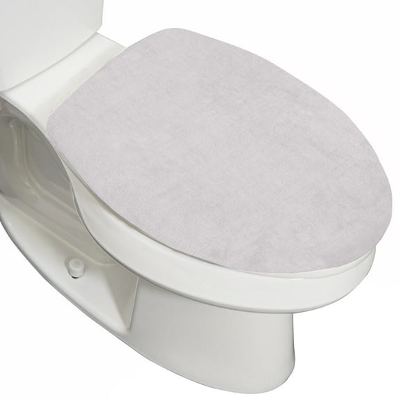 GORILLA GRIP Toilet Lid Seat Cover, Memory Foam, Elastic Universal Fit for Standard Round, Lt Gray