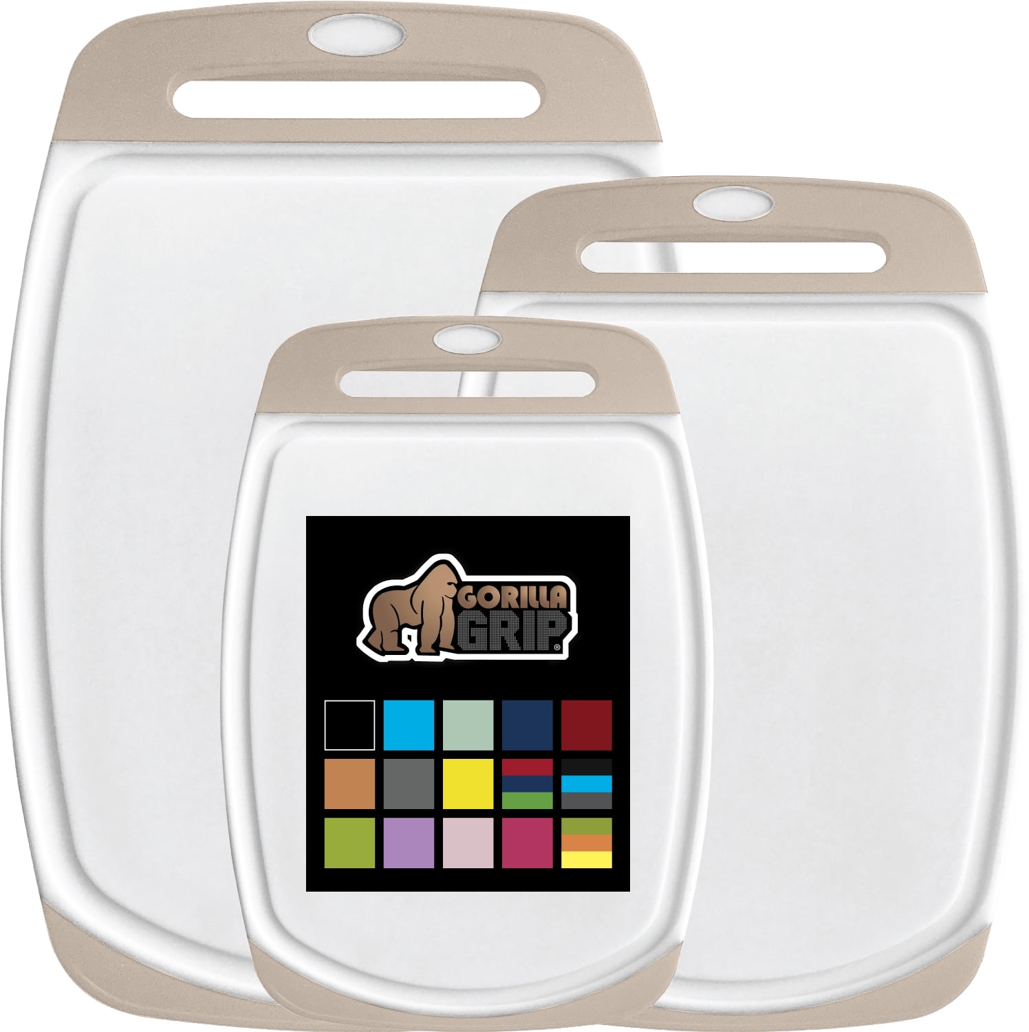 Almond and White Reversible Dishwasher Safe Cutting Board Set of 3