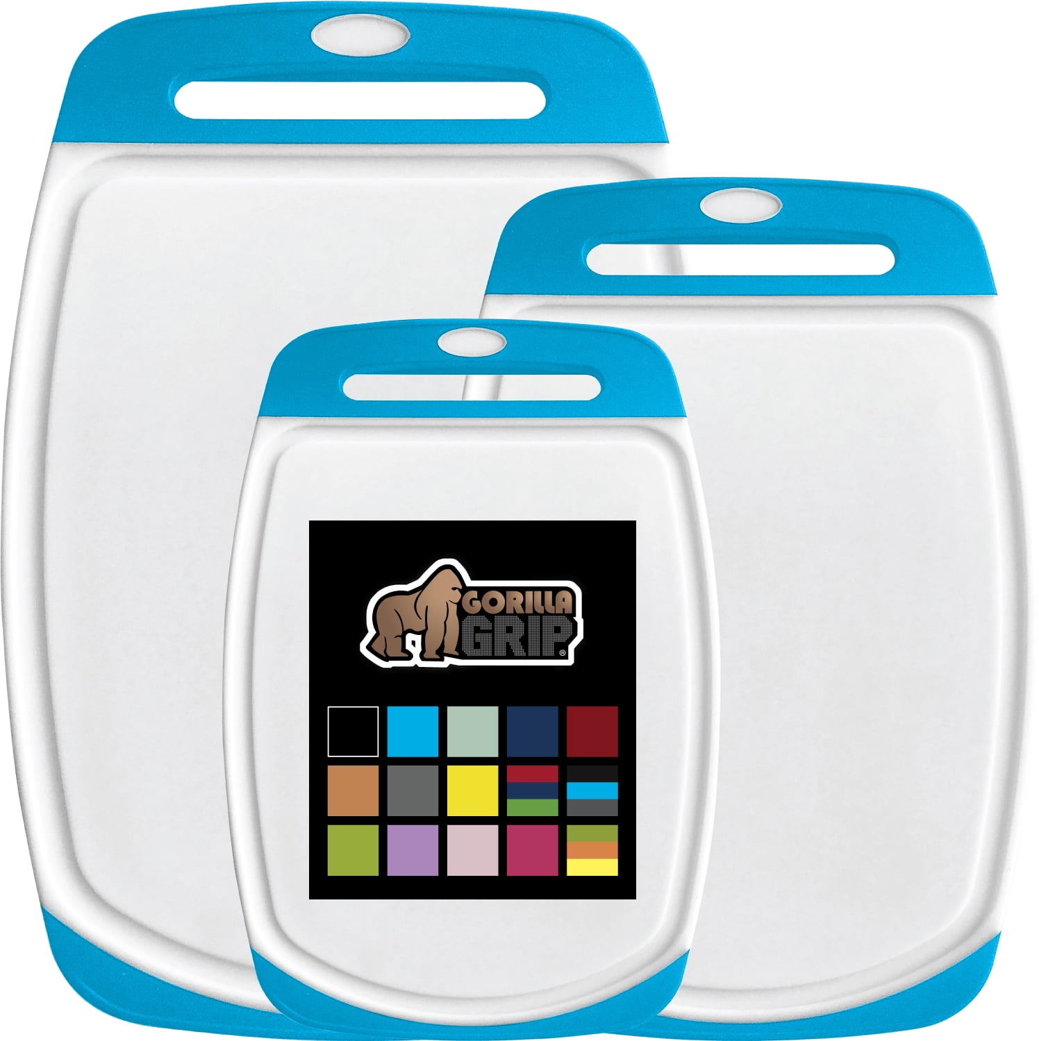 Aqua and White Reversible BPA-Free Cutting Board Set