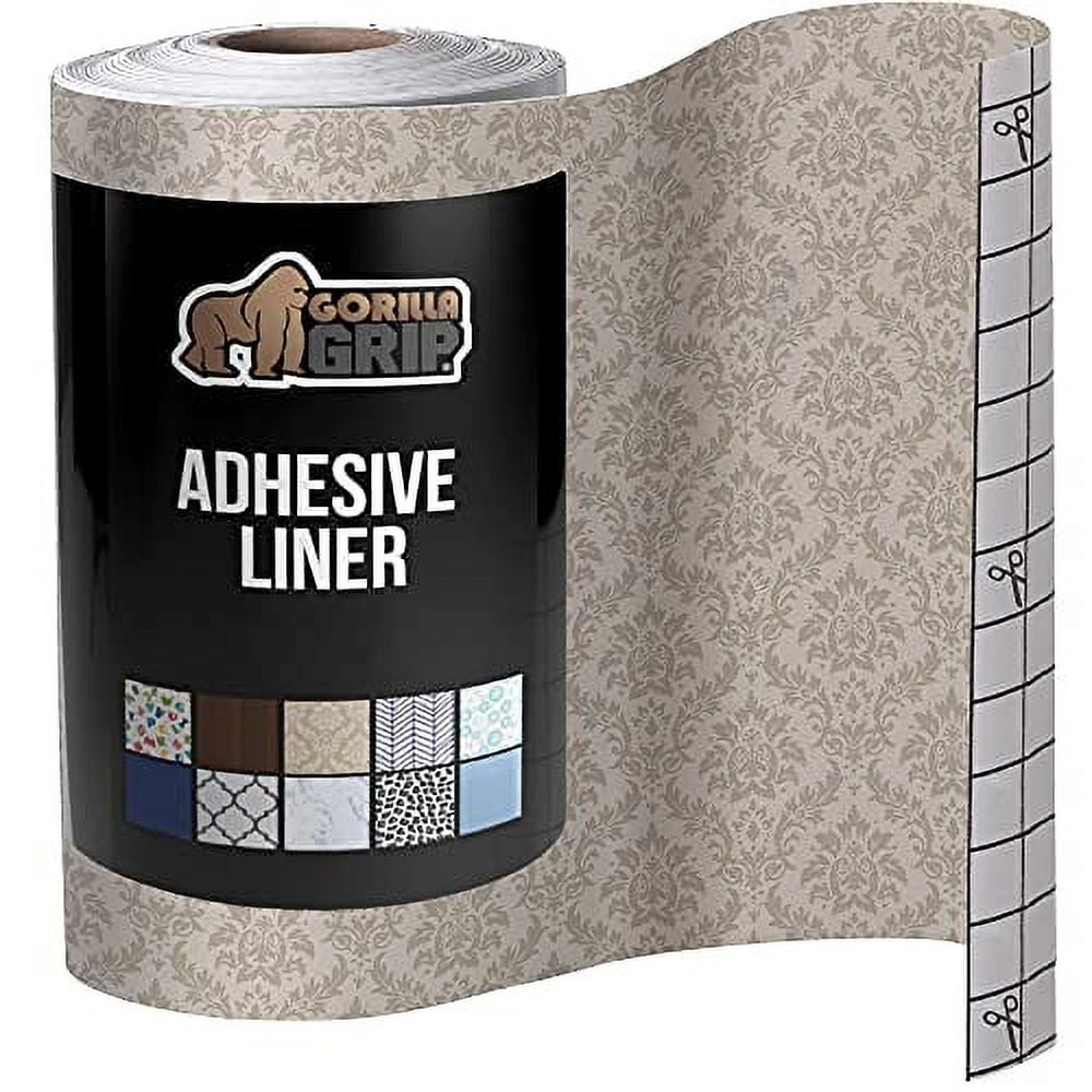 Gorilla Grip Peel and Stick Adhesive Removable Liner for Books, Drawers,  Shelves and Crafts, Easy Install Kitchen Decor Paper, Contact Liners Cover  Book, Drawer, Shelf, 19.5 in x 10 FT, Beige Damask 
