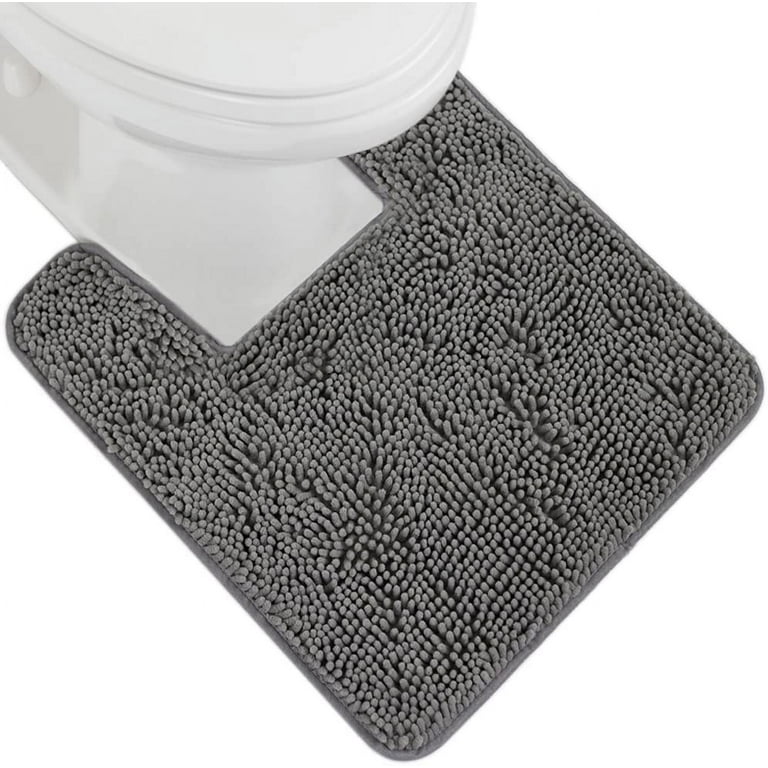 Gorilla Grip Plush Absorbent Shaggy Chenille Bath Rug Mat for Toilet Base  with Rubber Backing, Machine Washable, Microfiber Bathroom Contour Mats for  Toilets, Bath Room Decor, Square, 22.5x19.5, Grey 22 x 19