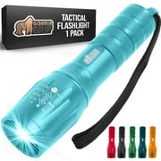 GORILLA GRIP LED Tactical Flashlight, 750 FT High Lumens 5 Modes, Water Resistant, Turquoise