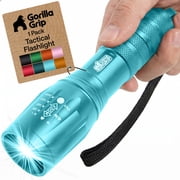 GORILLA GRIP LED Tactical Flashlight, 750 FT High Lumens 5 Modes, Water Resistant, Turquoise