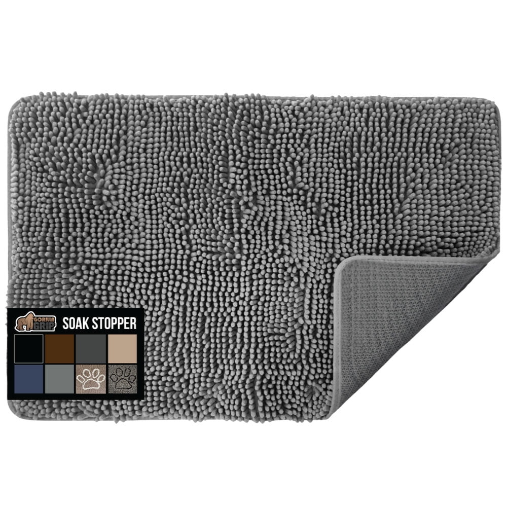 Gray Chenille Microfiber Absorbent Doormat, 24" x 17"