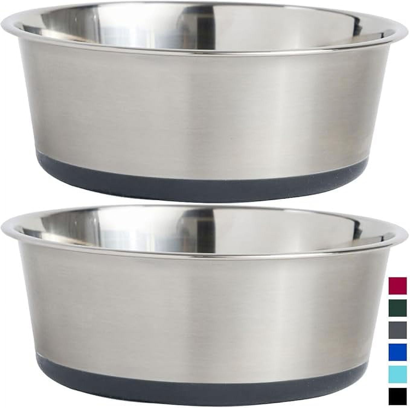 View of Gorilla Grip Stainless Steel Metal Dog Bowl Set of 2, Rubber Base ...