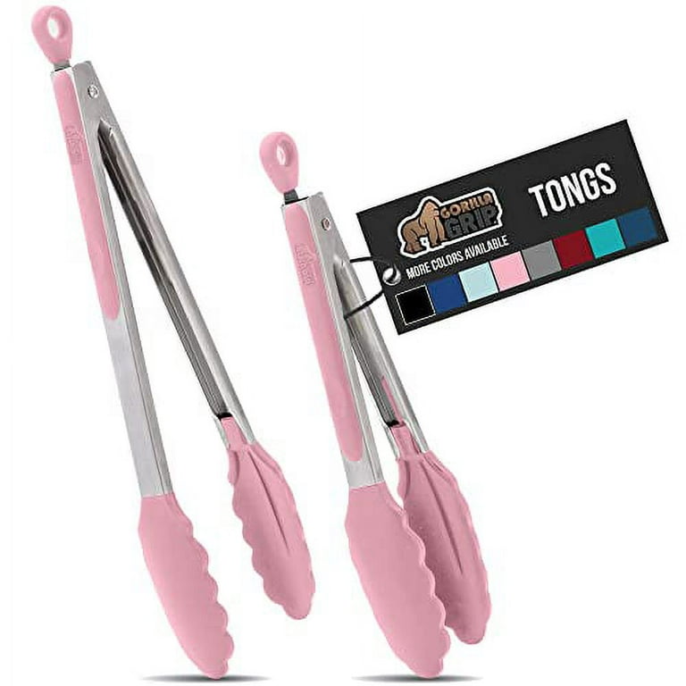 1pc Cooking Kitchen Tongs with Silicone Tips - Stainless Steel tongs for  cooking - 9 Tongs With Silicone Rubber Grips, Small and Large - Metal BBQ  Tongs with Locking