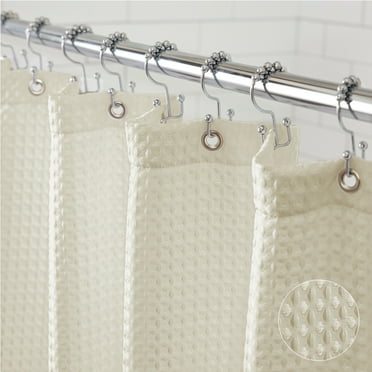 Gorilla Grip Waffle Shower Curtain, Thick Weighted Fabric, Wrinkle and Rust Resistant, Classic Hotel Quality Design, Machine Wash, 72x72 Ivory