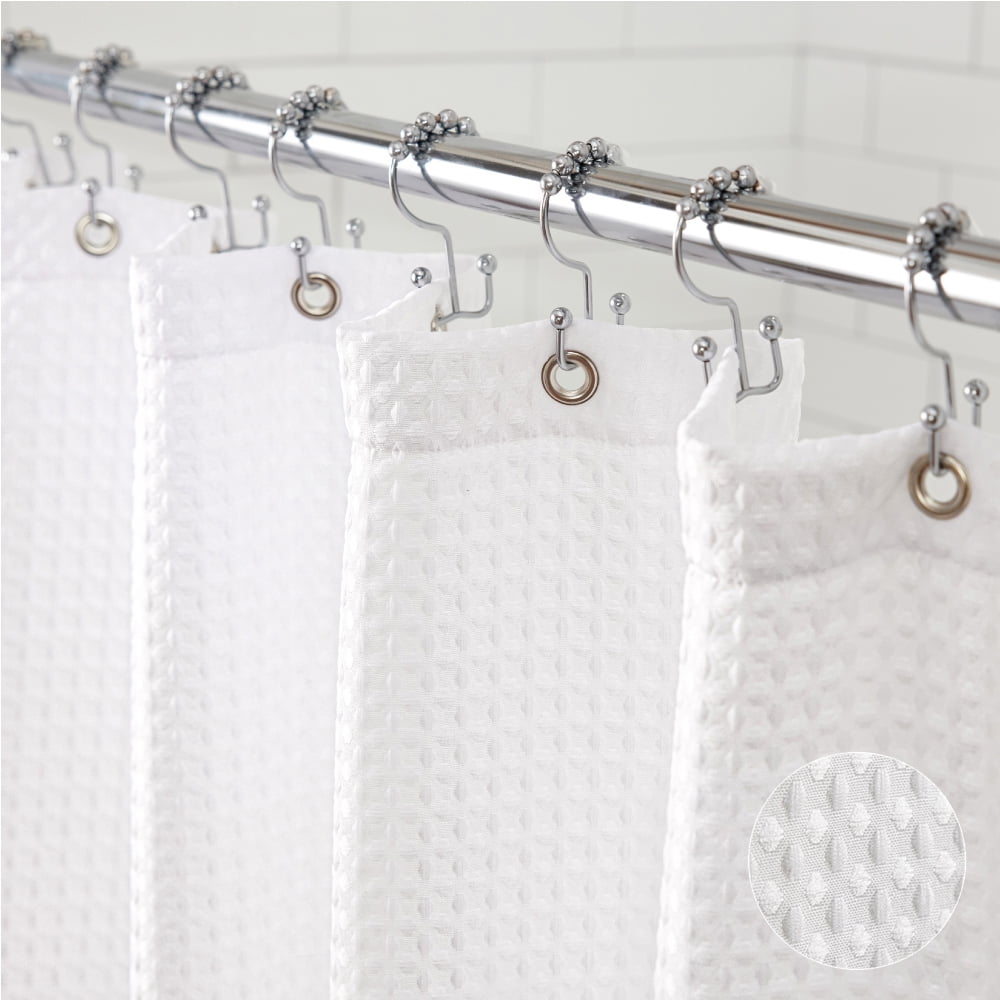 Gorilla Grip Waffle Shower Curtain, Thick Weighted Fabric, Wrinkle and Rust Resistant, Classic Hotel Quality Design, Machine Wash, 72x72 White - Walmart.com