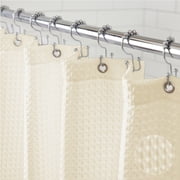 GORILLA GRIP Waffle Shower Curtain, Thick Weighted Fabric, Wrinkle and Rust Resistant, Classic Hotel Quality Design, Machine Wash, 72x78, Ivory