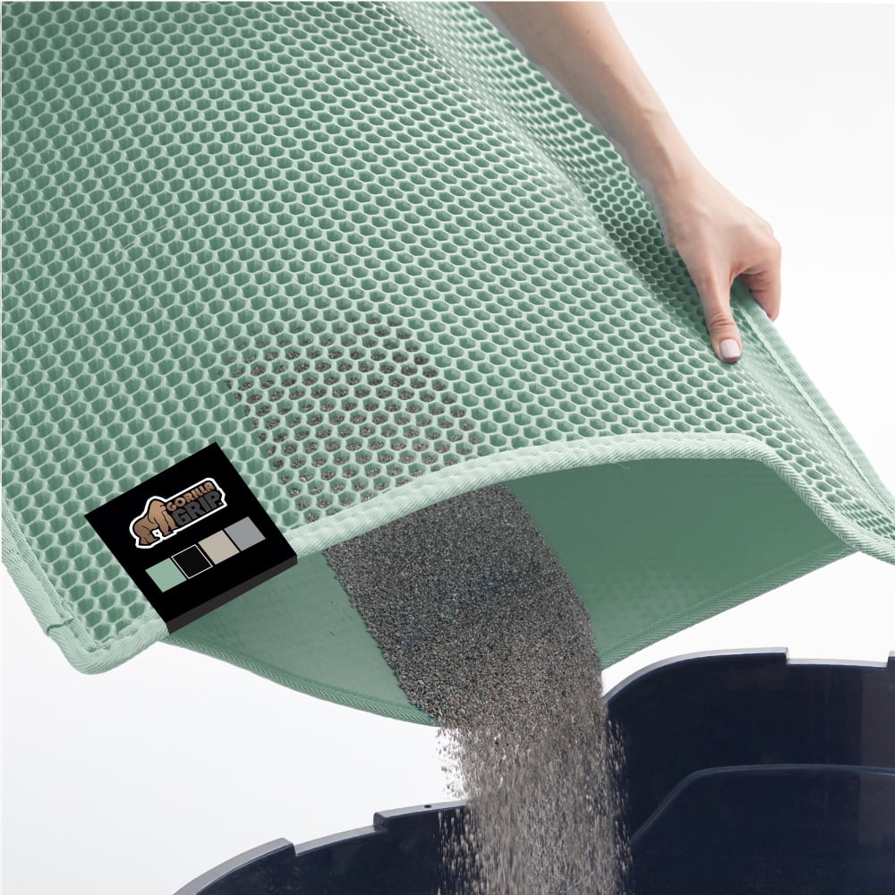 Sage Green Waterproof Honeycomb Cat Litter Mat, 24x15