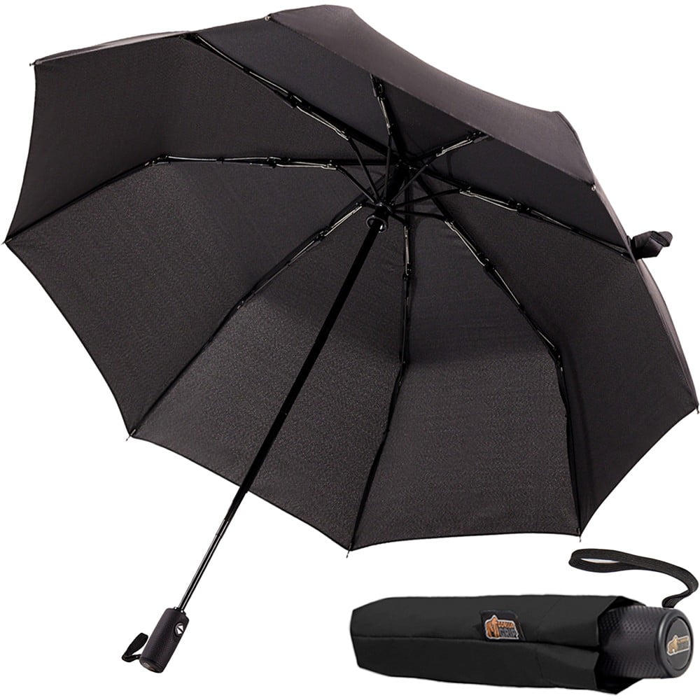 Wind and Tear Resistant Compact Rain Umbrella, 11.5 inch Compact Size, Black