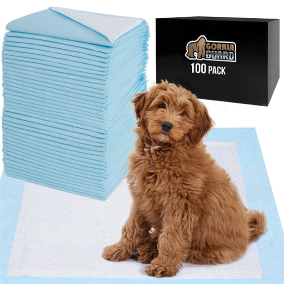 Gorilla Guard Disposable Puppy Pads, 100 Count, 5 Layer Pee Pads, Absorbent Changing Pad, 28x34 in