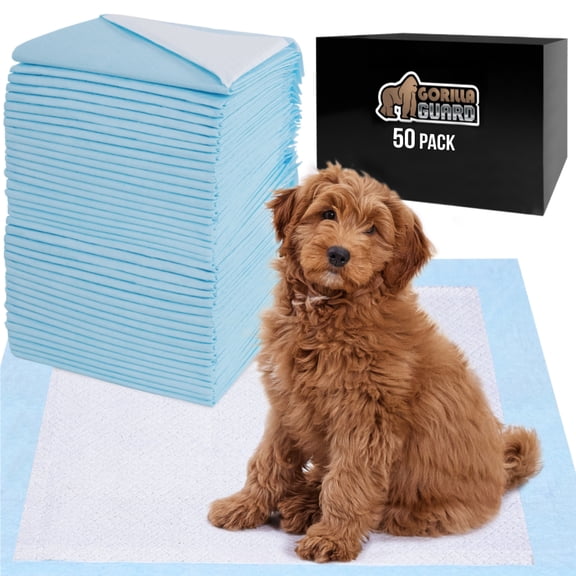 Gorilla Guard Disposable Puppy Pads, 5 Layer Pee Pads, Absorbent Changing Pad, 50 Count 22x22 in