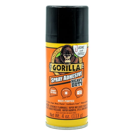 Gorilla Heavy Duty, Clear Spray Adhesive, 4 Ounce Can