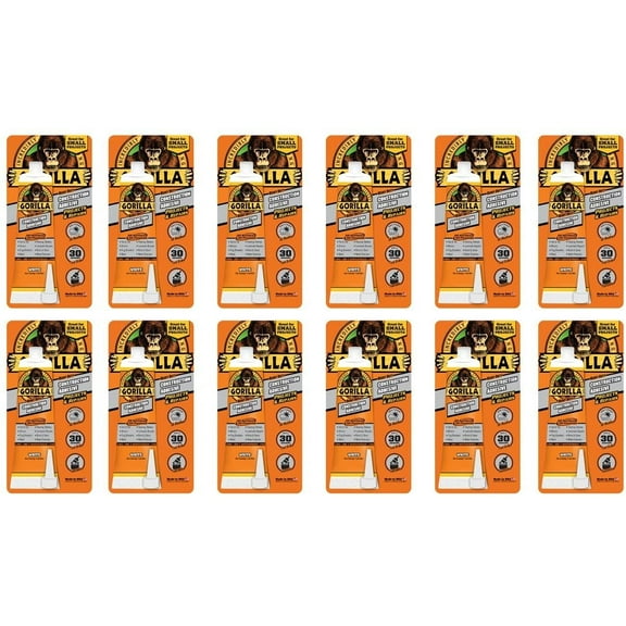 Gorilla Heavy Duty Construction Adhesive - White - Pack of 12, 2.5 oz Squeeze Tube