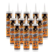 Gorilla Heavy Duty Construction Adhesive, White Glue, 9 Ounce Cartridge Pack of 12 - Gap Filling and Waterproof