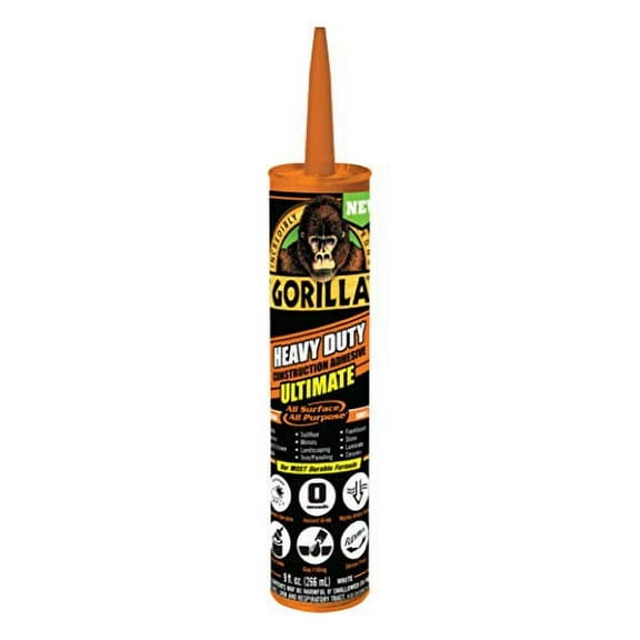 Gorilla Heavy Duty Construction Adhesive, 9 ounce Cartridge, White