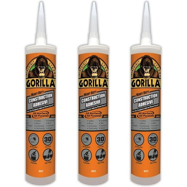 Gorilla Heavy Duty Construction Adhesive, 9 ounce Cartridge, White