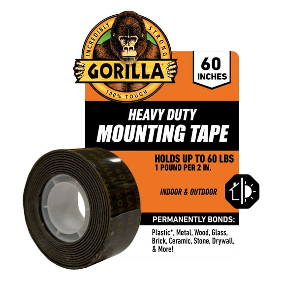Gorilla Heavy Duty Mounting Tape, 60in Black Tape Material Model
