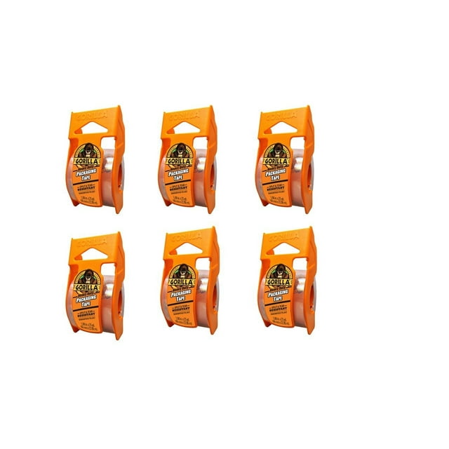 "Gorilla UltraThick Heavy Duty Packaging Tape with Dispenser, 1.88"" x 25 yd, Clear, 6 Pack