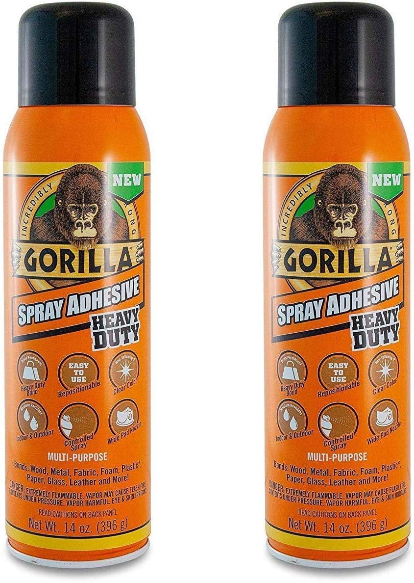  Gorilla Heavy Duty Spray Adhesive, Multipurpose and  Repositionable, 14 Ounce, Clear, (Pack of 2) : Industrial & Scientific